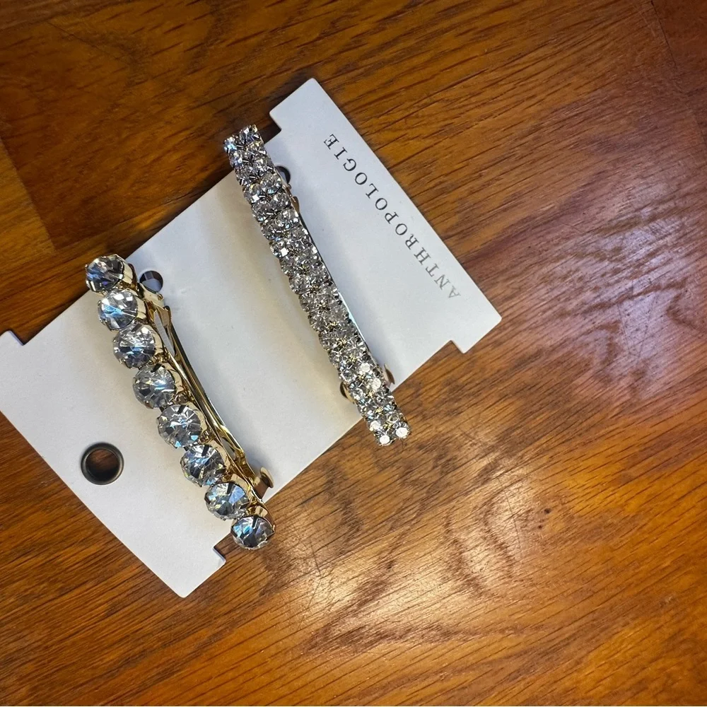 Anthropologie Crystal Gold and Silver Hair Barrettes - Picture 4 of 5